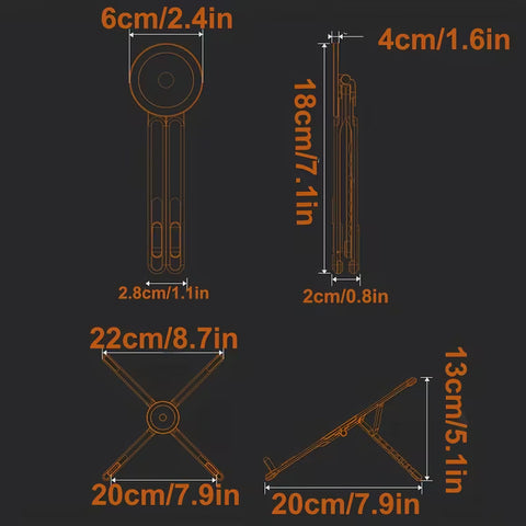 Multi-Functional Foldable Metal Phone Holder & Laptop Stand